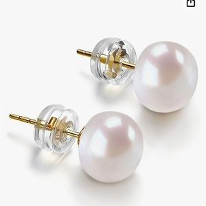 WOMAN’S PAVOI JEWELRY, 14K GOLD AAA+HANDPICKED WHITE FRESH WATER PEARL STUDS